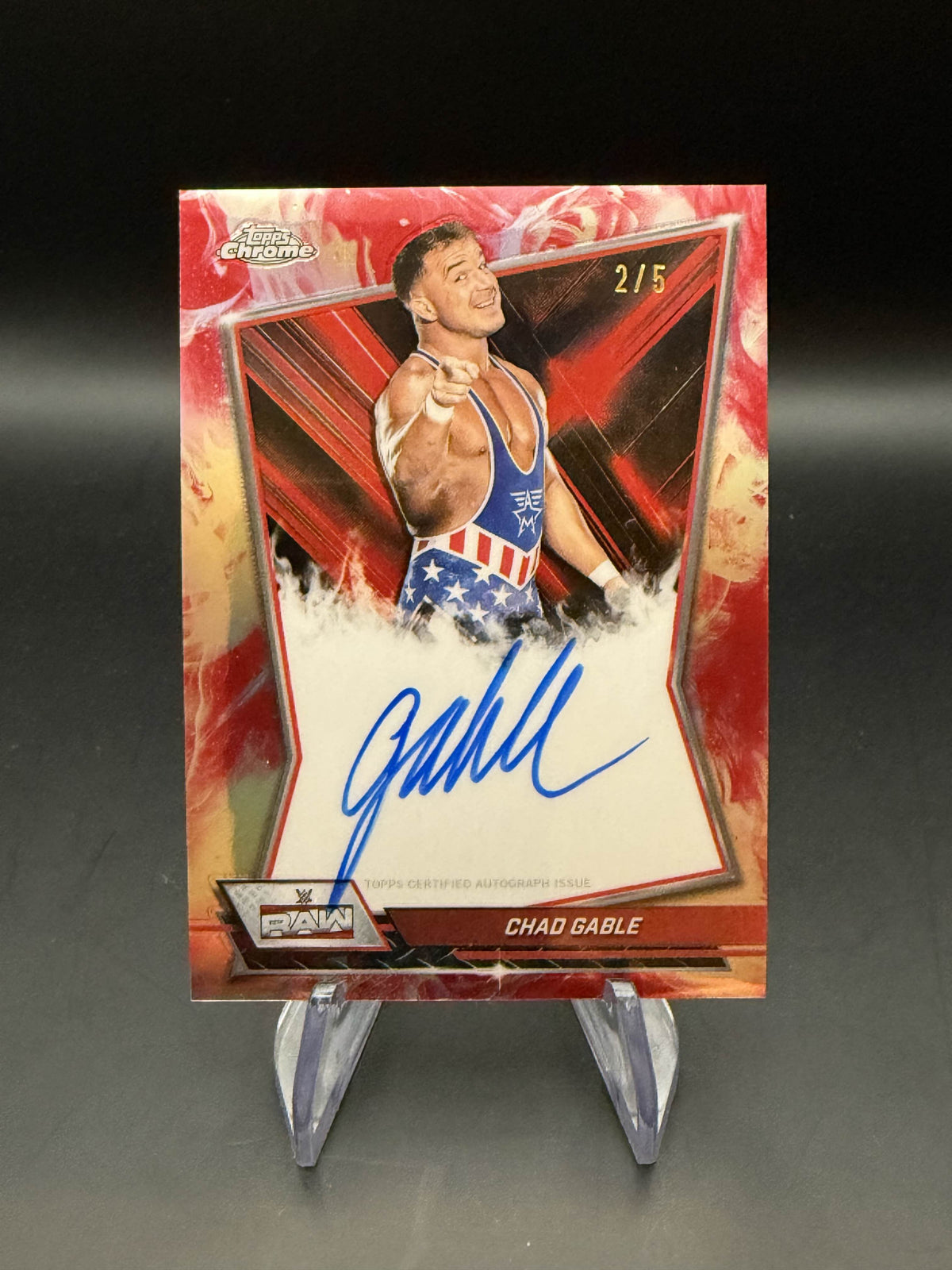 Chad Gable 2026 WWE Topps Chrome Refractor Red Brand Autograph /5