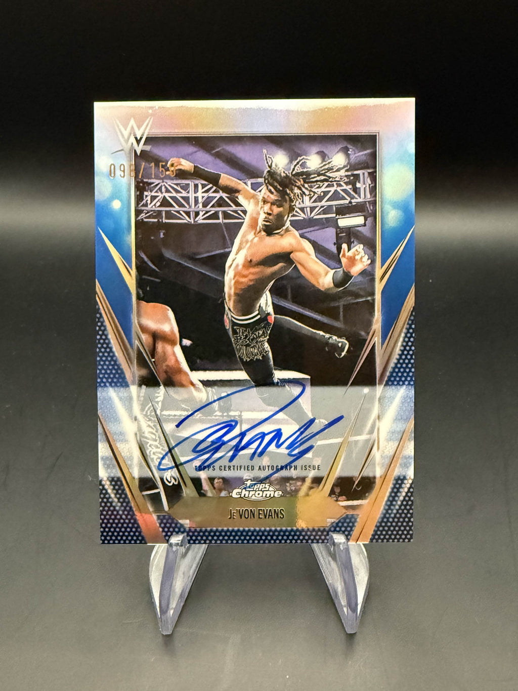 Je'Von Evans 2026 WWE Topps Chrome Blue Autograph /150