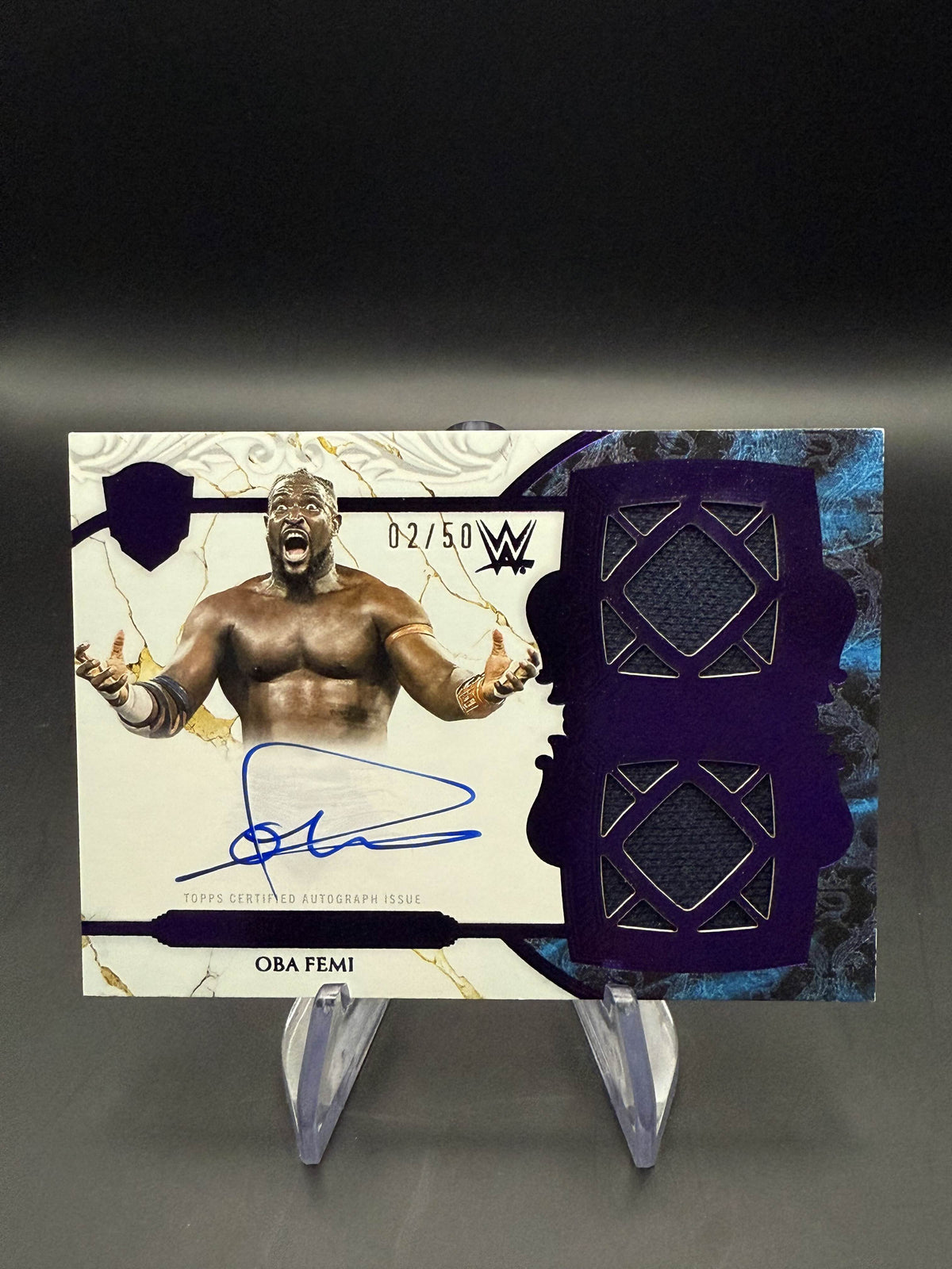 Oba Femi 2025 WWE Topps Royalty Purple Regalia Relics Signature Autograph /50