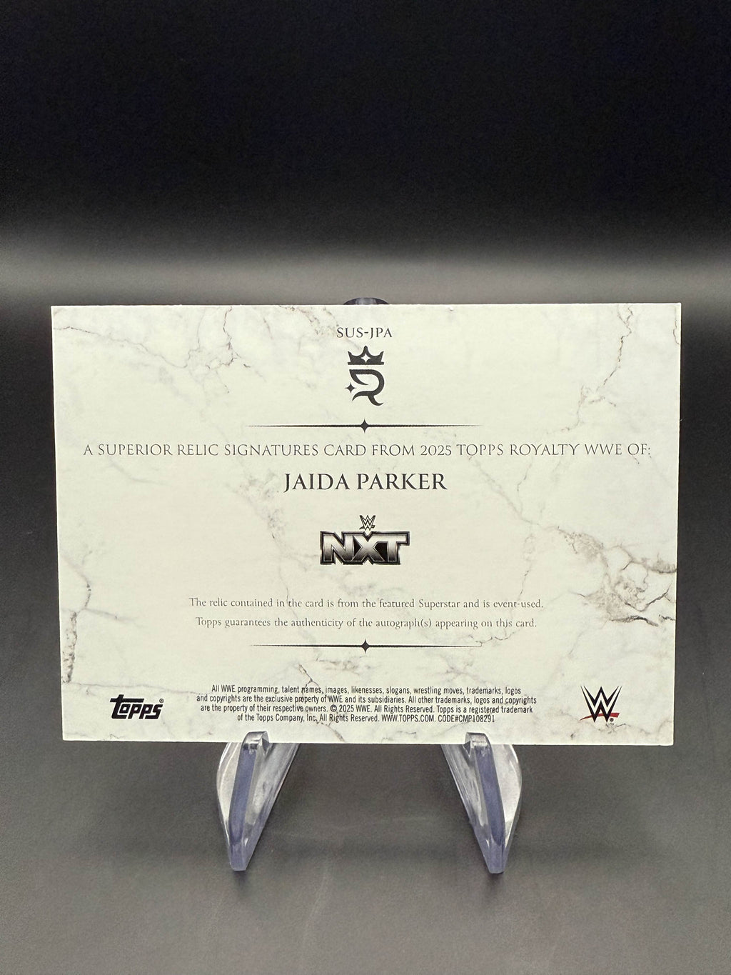 Jaida Parker 2025 WWE Topps Royalty Silver Superior Relic Signatures Autograph /10