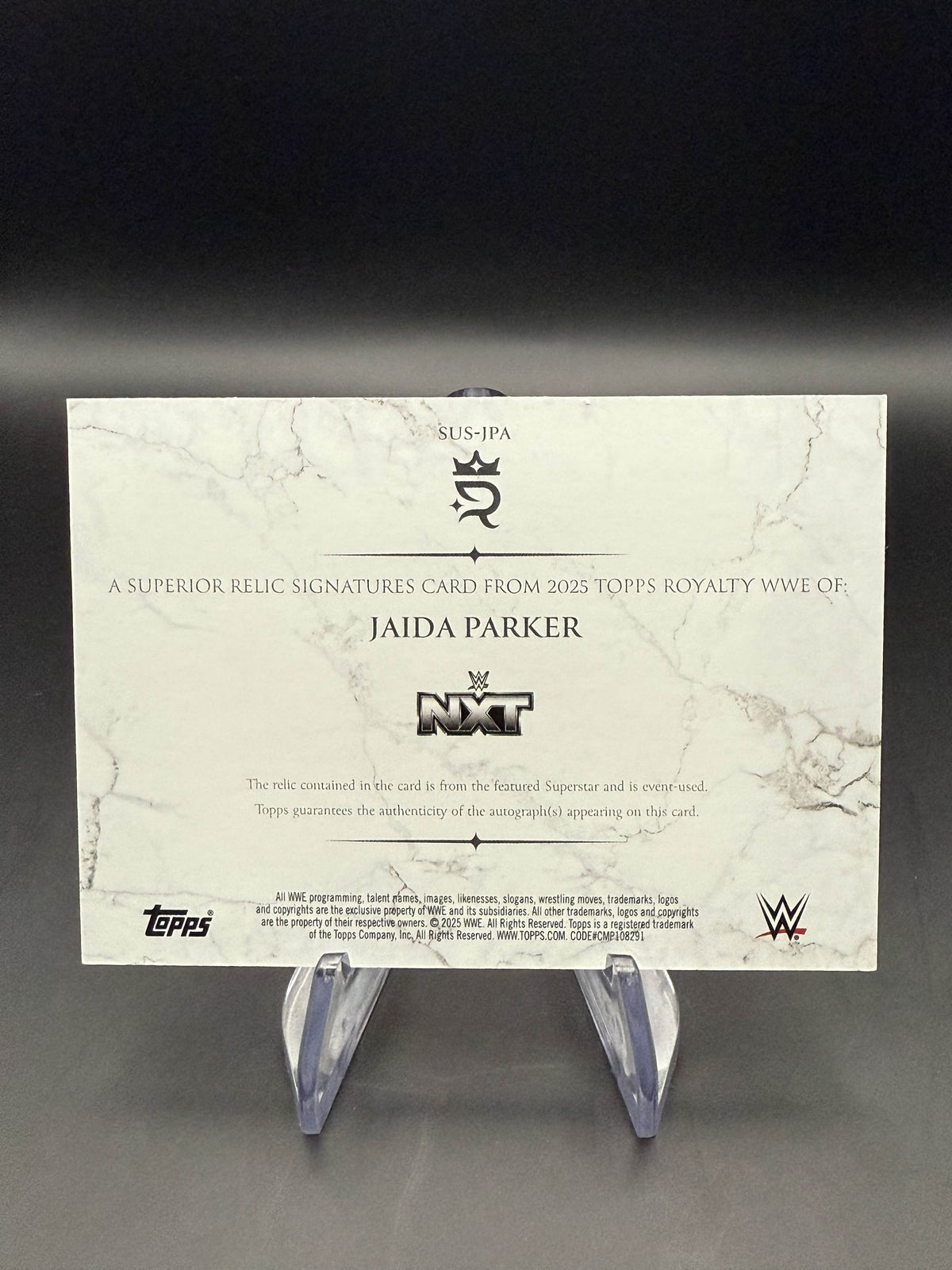 Jaida Parker 2025 WWE Topps Royalty Silver Superior Relic Signatures Autograph /10
