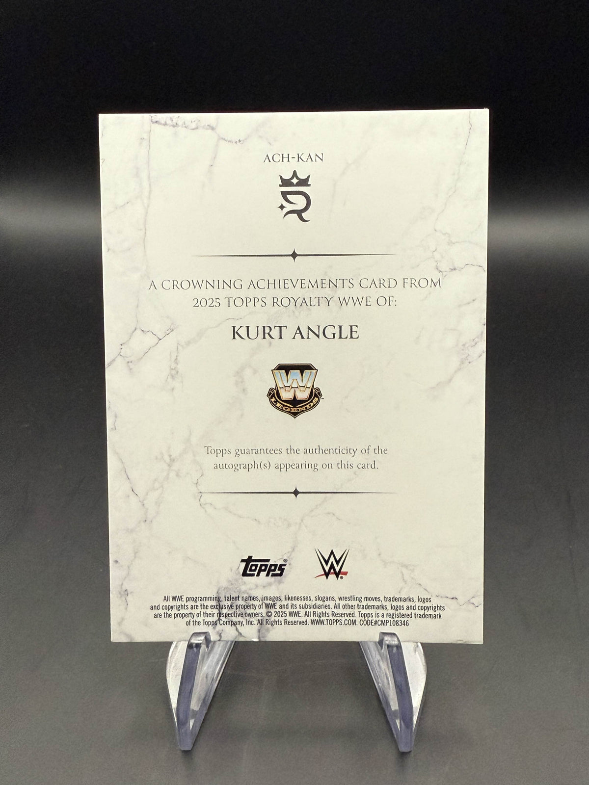 Kurt Angle 2025 WWE Topps Royalty Crowning Achievements Autograph 1/25