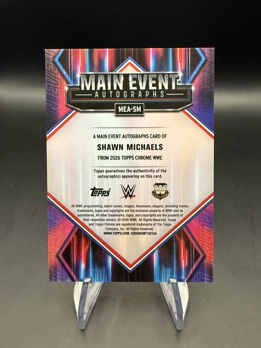 Shawn Michaels 2026 WWE Topps Chrome Refractor Main Event Autograph