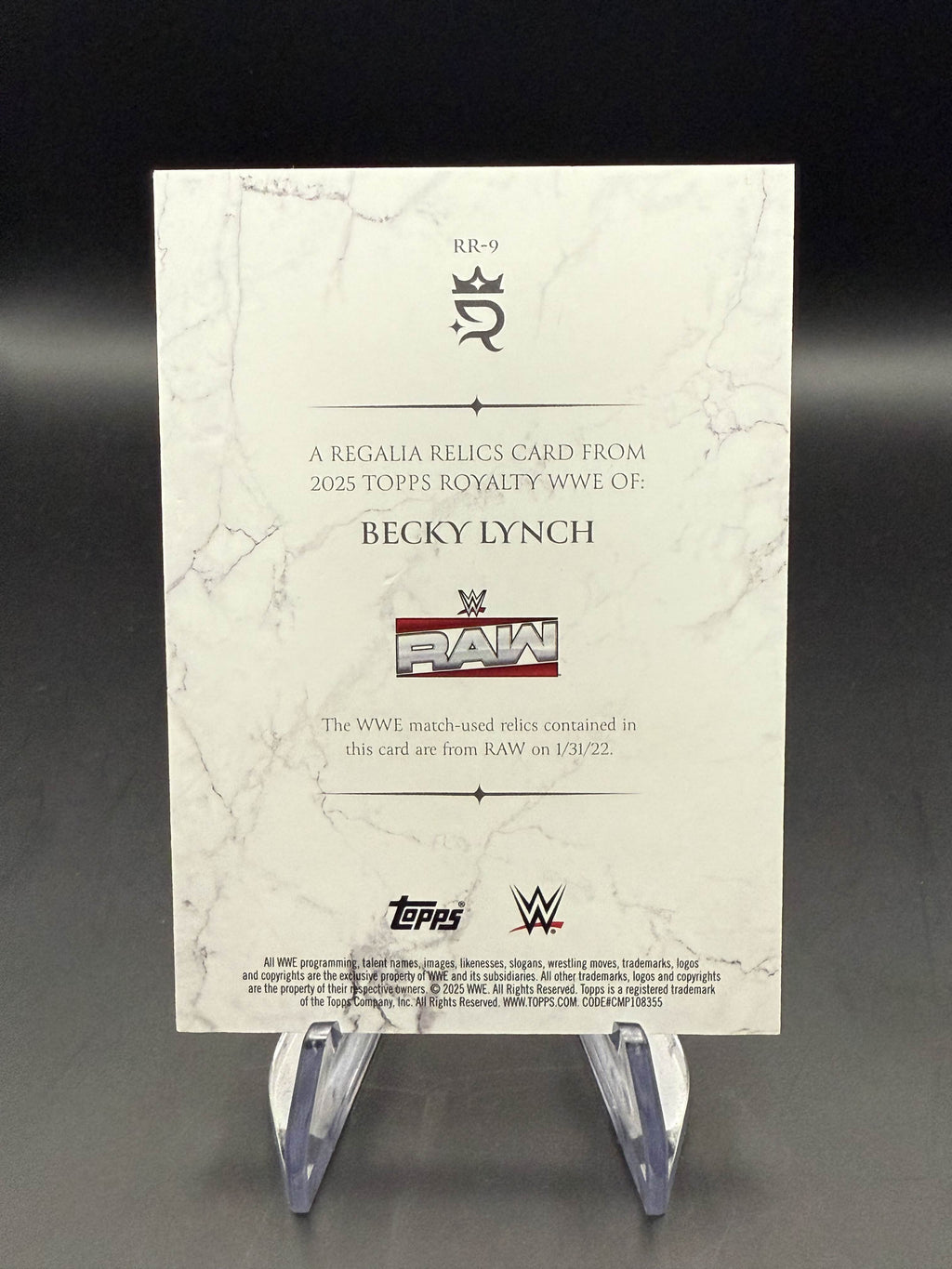 Becky Lynch 2025 WWE Topps Royalty Blue Regalia Relics 25/25 [From 31/1/22 RAW]